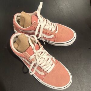 VANS Old Skool Pink-White Suede Unisex Shoes ( Men’s Size 6.5, Women’s Size 8 )